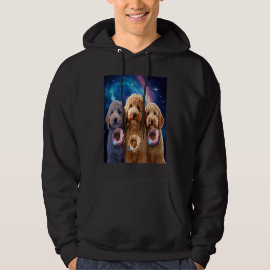 Goldendoodle In Space With Donuts Cute Doodle Boys Hoodie (Voorkant)