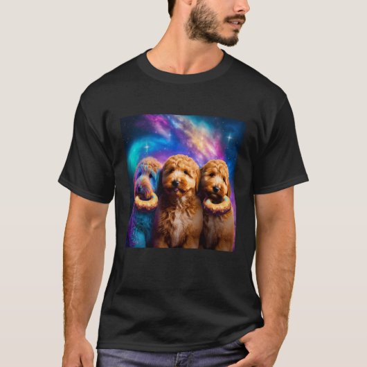 Goldendoodle In Space With Donuts Cute Doodle Boys T-shirt (Voorkant)