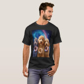 Goldendoodle In Space With Donuts Cute Doodle Boys T-shirt (Voorkant volledig)