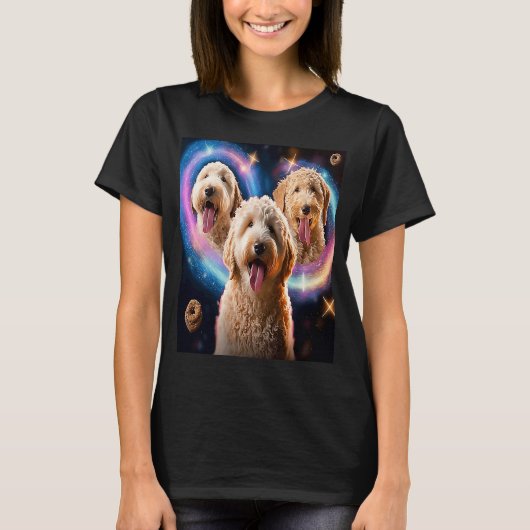Goldendoodle In Space With Donuts Cute Doodle Boys T-shirt (Voorkant)