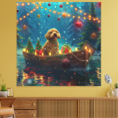Goldendoodle Kerst Feestelijke reis Canvas Afdruk (Insitu (Woonkamer))