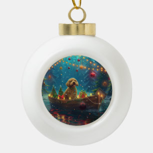 Goldendoodle Kerst Feestelijke reis Keramische Bal Ornament