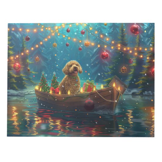 Goldendoodle Kerst Feestelijke Reis Notitieblok (Voorkant)