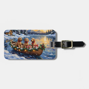 Goldendoodle Kerstboot Vakantie Bagagelabel