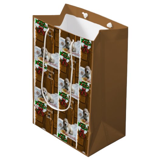 Goldendoodle kerstcadeaus medium cadeauzakje (Voorkant Gekanteld)