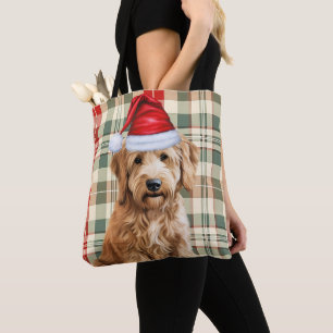 Goldendoodle Kersthond Seizoensgebonden Plaid Draagtas