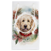Goldendoodle Kerstkrans Feestelijke Pup Klein Cadeauzakje (Voorkant)