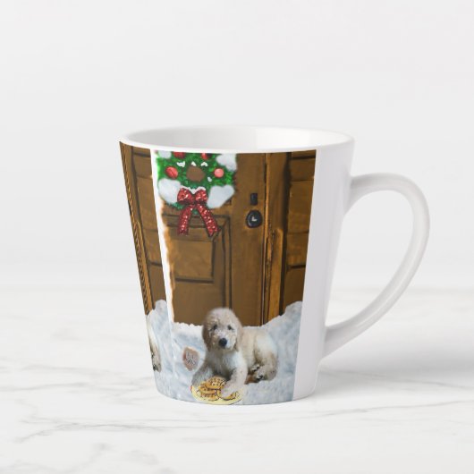 Goldendoodle Kerstmis Latte Mok (Rechts)