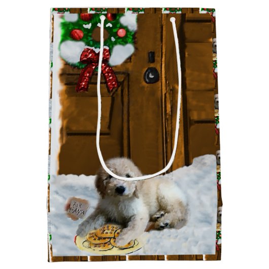 Goldendoodle Kerstmis Medium Cadeauzakje (Achterkant)
