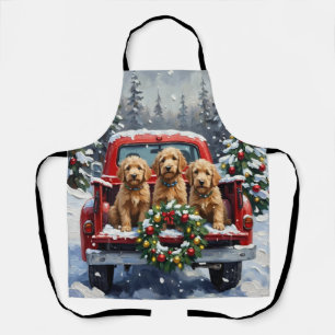 Goldendoodle Kerstmis Rode Truck Vakantie Schort