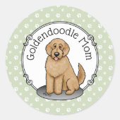 Goldendoodle Mam Doodle Mam (gouden rood) Dog Mam Ronde Sticker (Voorkant)