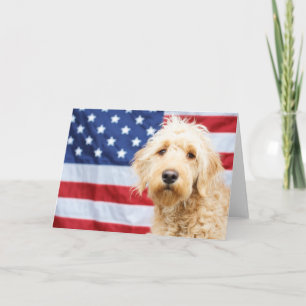 Goldendoodle met Amerikaanse vlag Kaart