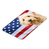 Goldendoodle met Amerikaanse vlag Magneet (Linkerzijde)