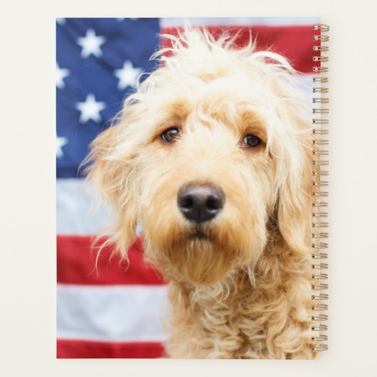 Goldendoodle met Amerikaanse vlag Planner (Achterkant)