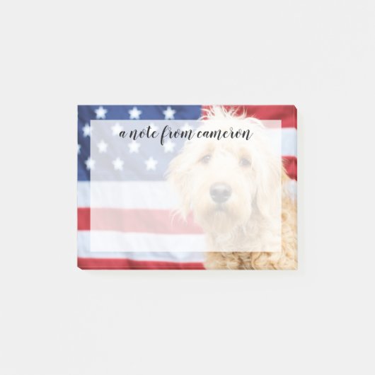 Goldendoodle met Amerikaanse vlag Post-it® Notes (Voorkant)