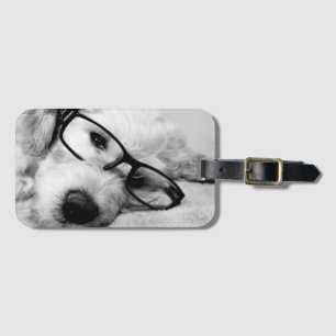 Goldendoodle met bril bagagelabel