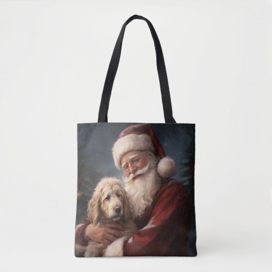 Goldendoodle met kerstman Feestelijke Kerstmis Draagtas (Voorkant)