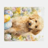 Goldendoodle met paaseieren fleece deken (Voorkant (Horizontaal))