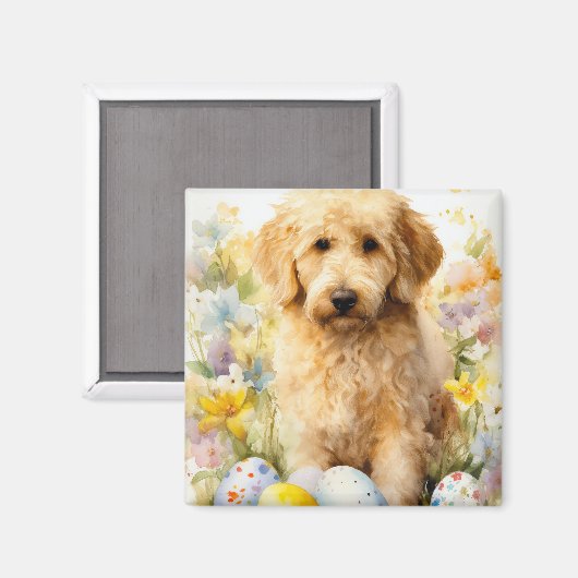 Goldendoodle met paaseieren magneet (Voorkant / Achterkant)