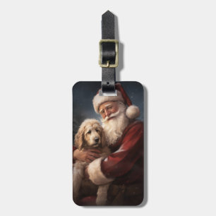 Goldendoodle Met Sinterklaas Feestelijke Kerstmis Bagagelabel