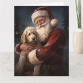 Goldendoodle Met Sinterklaas Feestelijke Kerstmis Kaart (Voorkant)
