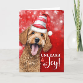 Goldendoodle Ontketent de vreugde van Kerstmis Feestdagen Kaart
