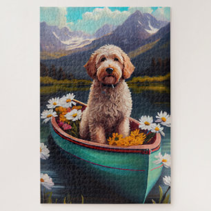 Goldendoodle op een peddel: Een landschappelijk av Legpuzzel