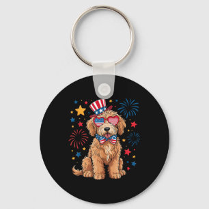 Goldendoodle Patriottisch 4 juli Golden Doodle D Sleutelhanger