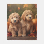 Goldendoodle Puppy Herfst Delight Pompoen Fleece Deken (Voorkant)