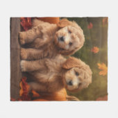 Goldendoodle Puppy Herfst Delight Pompoen Fleece Deken (Voorkant (Horizontaal))