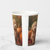 Goldendoodle Puppy Herfst Delight Pompoen Papieren Bekers (Rechts)