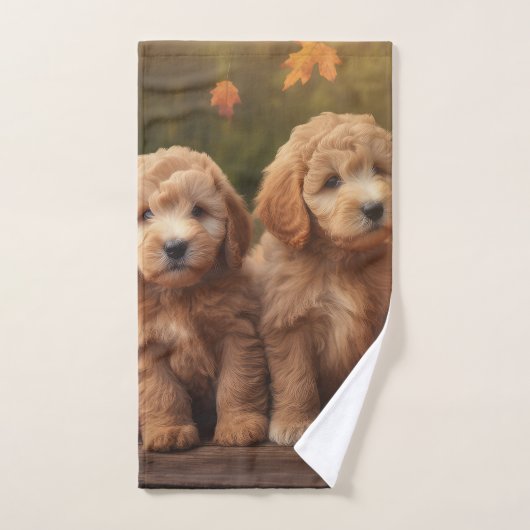 Goldendoodle Puppy Herfst Genot Pompoen Bad Handdoek (Handdoek)