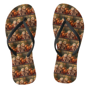 Goldendoodle Puppy Herfstpracht Pompoen Teenslippers