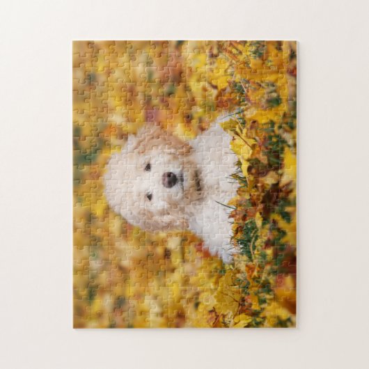 Goldendoodle Puppy In Fall Leaves Legpuzzel (Verticaal)