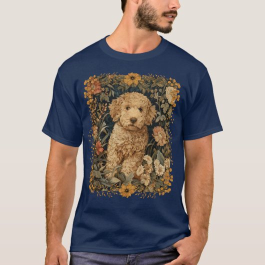 Goldendoodle Puppy in ouderwetse tuin T-shirt (Voorkant)