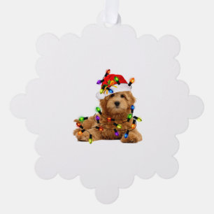 Goldendoodle Santa Dog Ornament Kaart