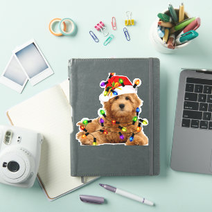 Goldendoodle Santa Dog Sticker