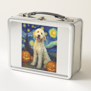 Goldendoodle Schattige Hond Halloween Jack O Lante