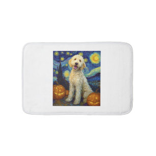 Goldendoodle Schattige Hond Halloween Jack O Lante Badmat