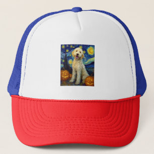 Goldendoodle Schattige Hond Halloween Jack O Lante Trucker Pet