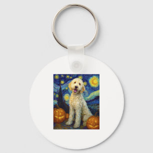 Goldendoodle Schattigee Hond Halloween Jack O Lant Sleutelhanger