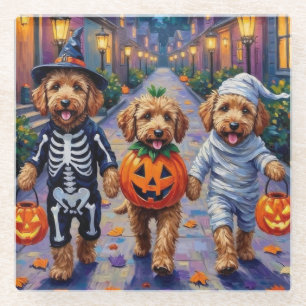 Goldendoodle Snoep vragen Halloween Kostuums Glazen Onderzetter