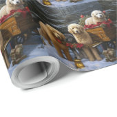 Goldendoodle Snowy Sleigh Kerst Decor Cadeaupapier (Rol Hoek)
