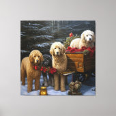 Goldendoodle Snowy Sleigh Kerst Decor Canvas Afdruk (Voorkant)