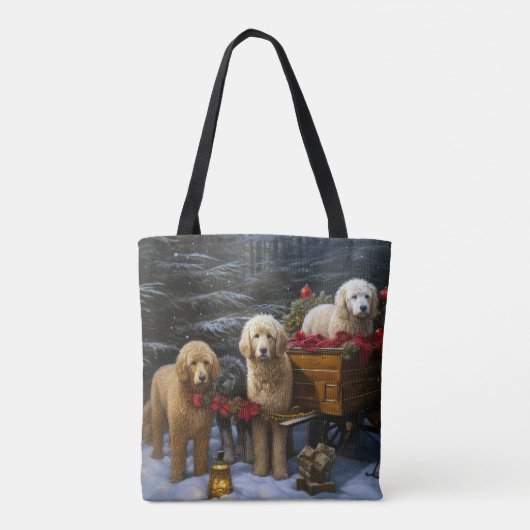 Goldendoodle Snowy Sleigh Kerst Decor Draagtas (Achterkant)