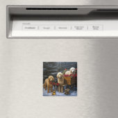 Goldendoodle Snowy Sleigh Kerst Decor Magneet (Insitu (Vaatwasser))
