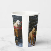 Goldendoodle Snowy Sleigh Kerst Decor Papieren Bekers (Links)