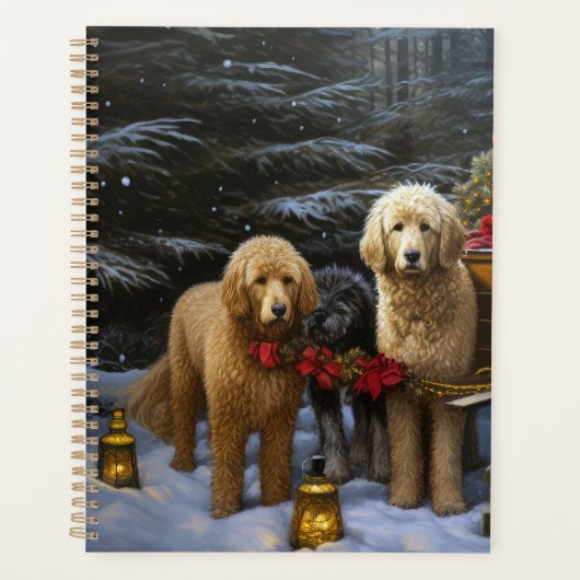 Goldendoodle Snowy Sleigh Kerst Decor Planner (Voorkant)