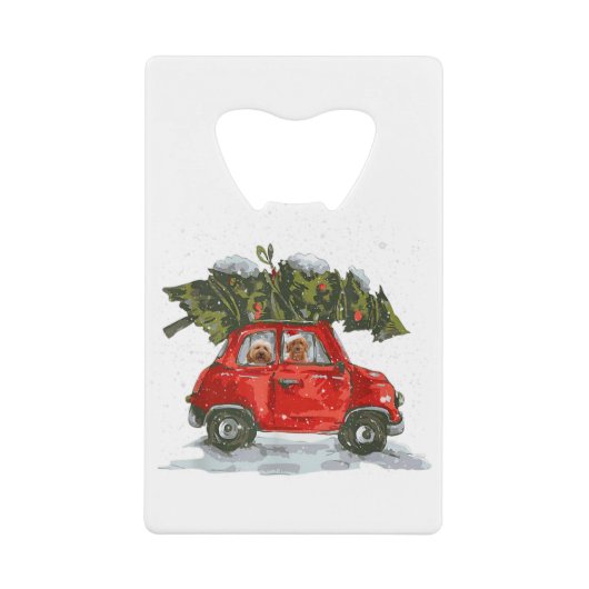 Goldendoodle sur camion rouge xmas joyeux noël (Devant)