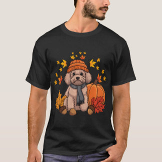 Goldendoodle Thanksgiving Pompoen Dog Herfst Leaf T-shirt